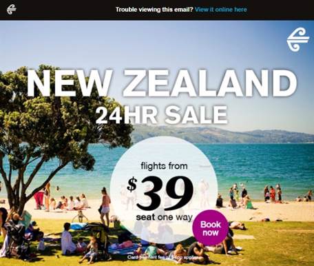 air new zealand sale email