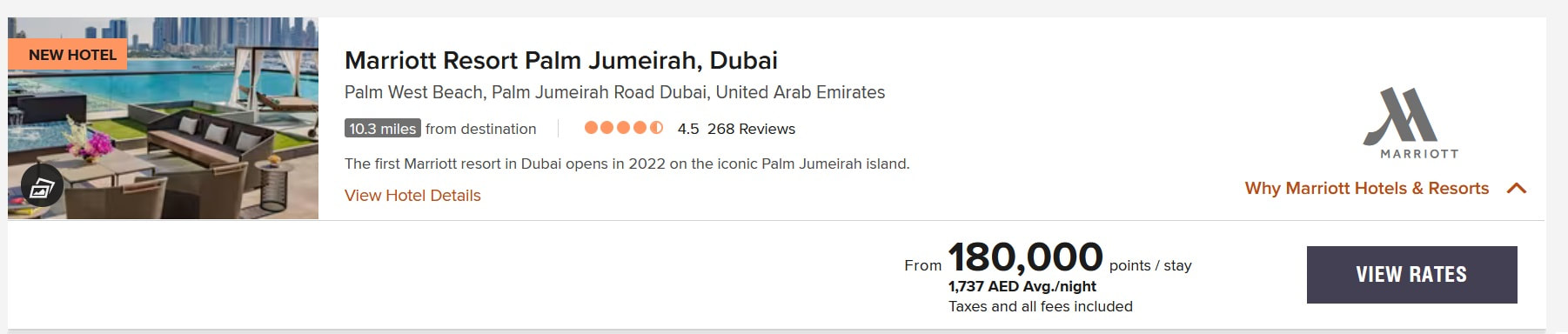 Marriott Dubai AMEX Points Redemption